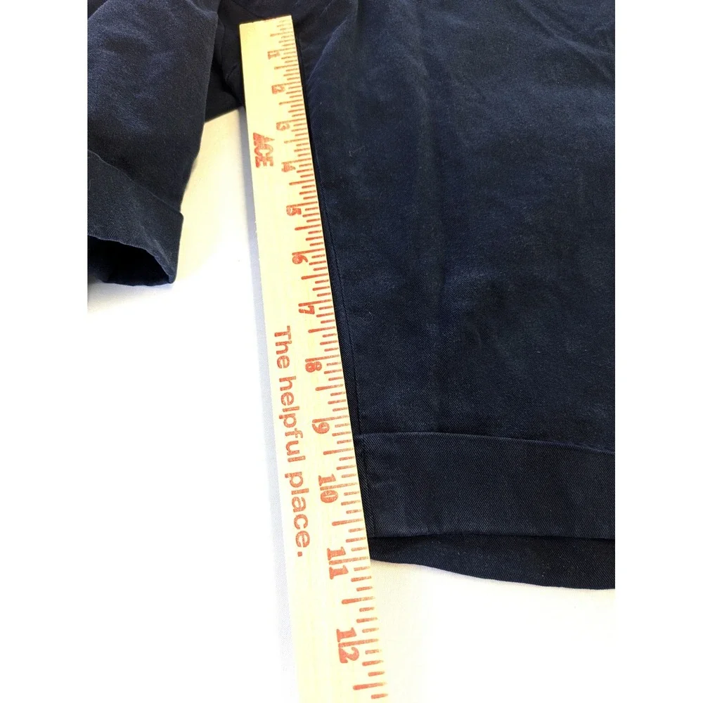 Chaps Navy Blue Chino Bermuda Shorts Womens Size 16 Cuffed Cotton Stretch